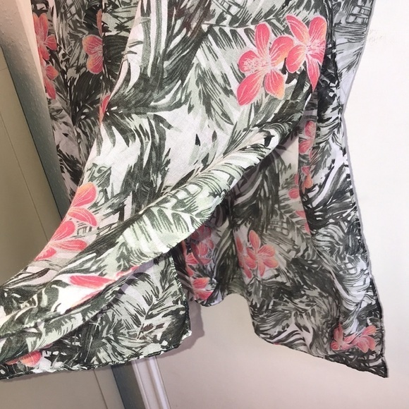 Just Be Tropical Floral Open Front Swim Coverup One Size Palm Leaf - Picture 3 of 9